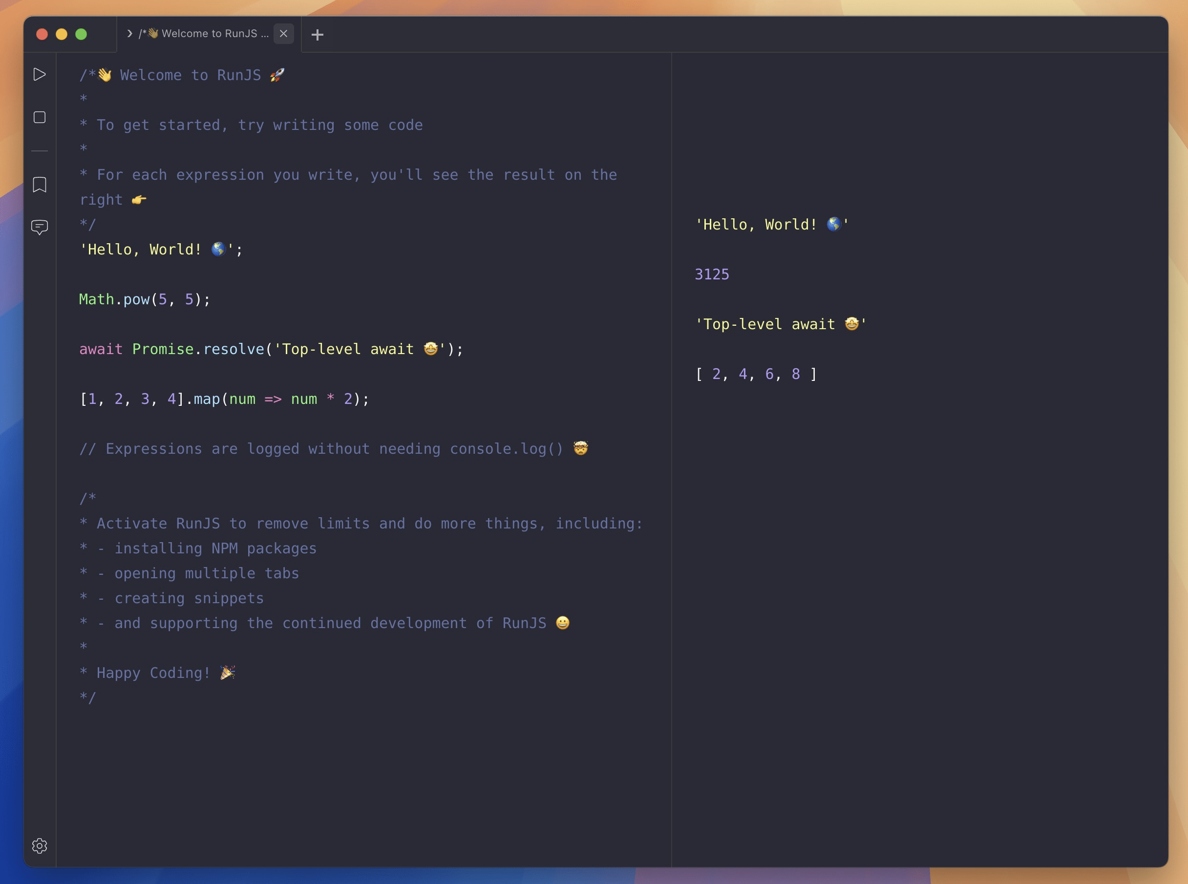 RunJS for Mac v3.2.1 专业的JavaScript开发工具