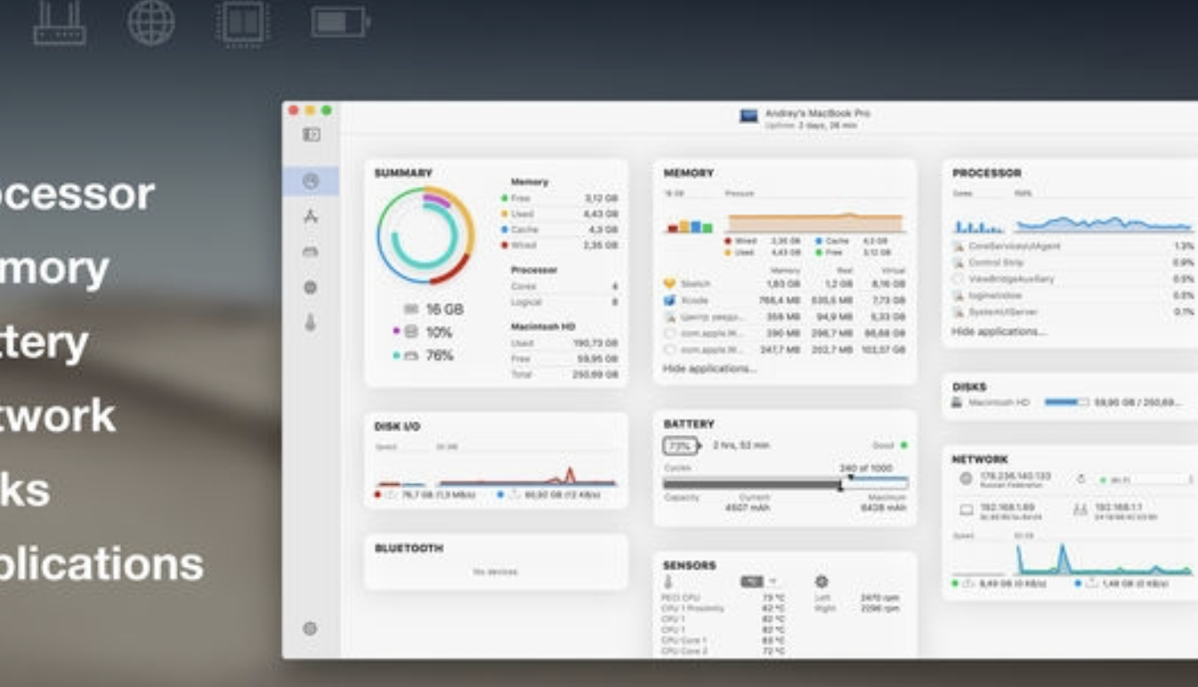 iStatistica Pro for Mac v7.1.1 漂亮的菜单栏mac系统监控工具